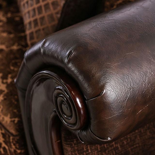 ELPIS Brown/Espresso Love Seat - Furniture Home Store (Hanford, CA)