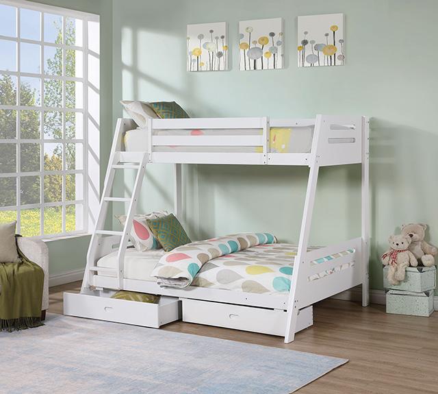Emilee Twin/Full Bunk Bed White, Grey, Espresso, & Black - Furniture Home Store (Hanford, CA)