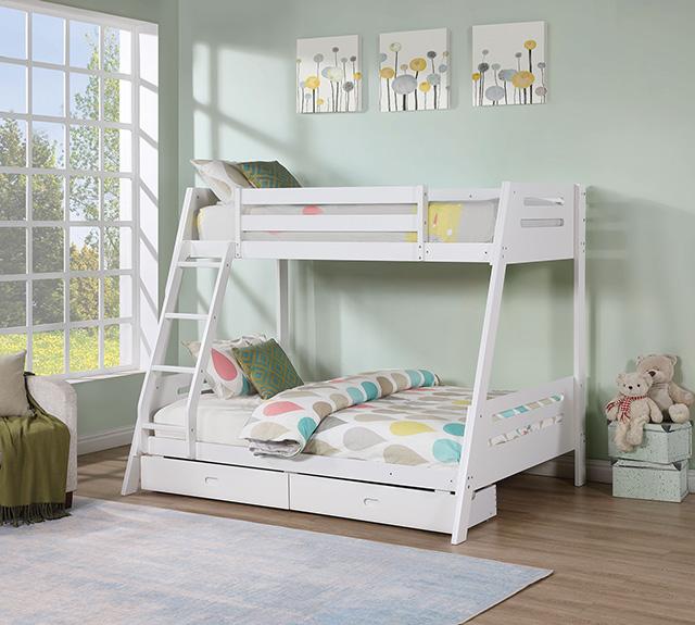 Emilee Twin/Full Bunk Bed White, Grey, Espresso, & Black - Furniture Home Store (Hanford, CA)