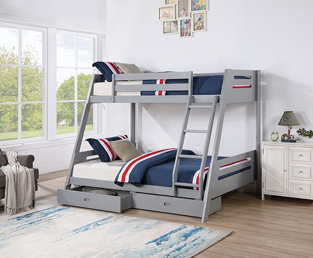Emilee Twin/Full Bunk Bed White, Grey, Espresso, & Black - Furniture Home Store (Hanford, CA)