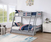 Emilee Twin/Full Bunk Bed White, Grey, Espresso, & Black - Furniture Home Store (Hanford, CA)