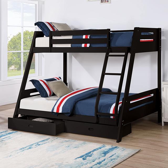 Emilee Twin/Full Bunk Bed White, Grey, Espresso, & Black - Furniture Home Store (Hanford, CA)
