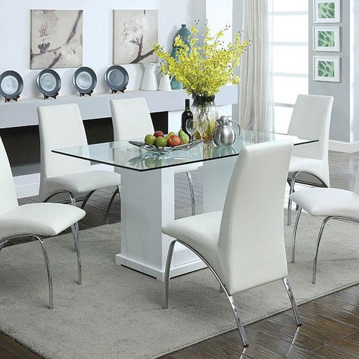 Eva White/Clear Dining Table - Furniture Home Store (Hanford, CA)