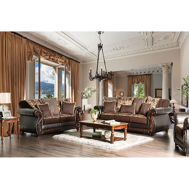 Franklin Dark Brown/Tan Sofa, Dark Brown - Furniture Home Store (Hanford, CA)