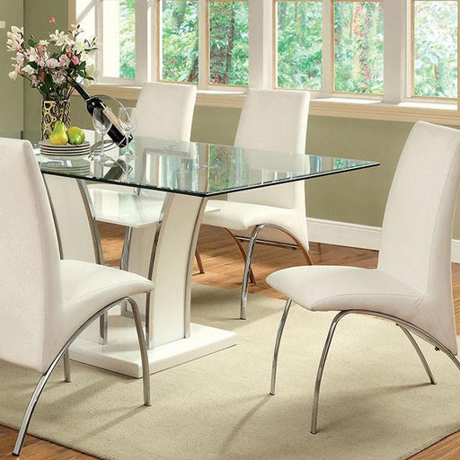 Glenview White/Chrome Dining Table - Furniture Home Store (Hanford, CA)