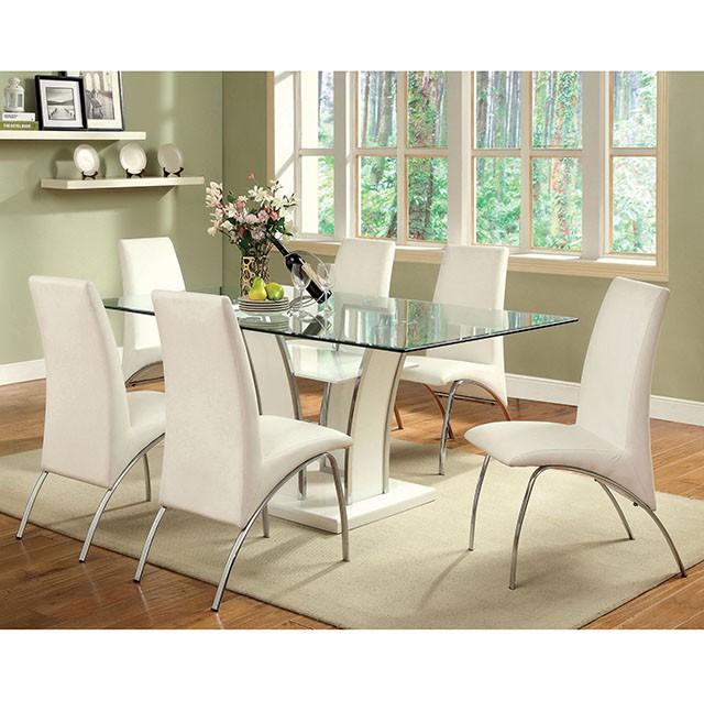 Glenview White/Chrome Dining Table - Furniture Home Store (Hanford, CA)