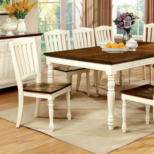 HARRISBURG Vintage White/Dark Oak Dining Table w/ 18" Butterfly Leaf - Furniture Home Store (Hanford, CA)
