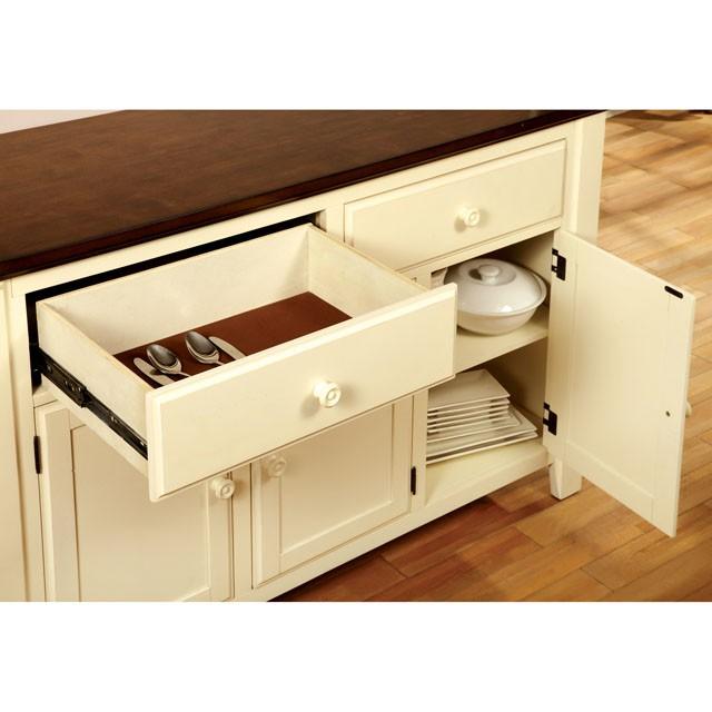 HARRISBURG Vintage White/Dark Oak Dining Table w/ 18" Butterfly Leaf - Furniture Home Store (Hanford, CA)