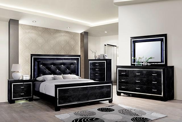 Bellagrand Bed Oak, Silver & Black - Furniture Home Store (Hanford, CA)