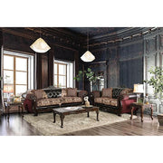 Quirino Burgundy/Dark Brown Sofa - Furniture Home Store (Hanford, CA)