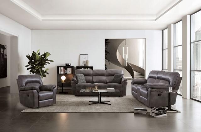 JOSIAS Loveseat, Dark Gray Leatherette - Furniture Home Store (Hanford, CA)