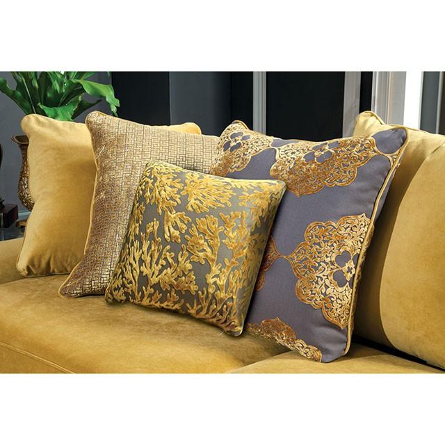 Viscontti Gold/Gray Sofa, Gold - Furniture Home Store (Hanford, CA)