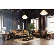 Quirino Tan/Dark Brown Sofa - Furniture Home Store (Hanford, CA)