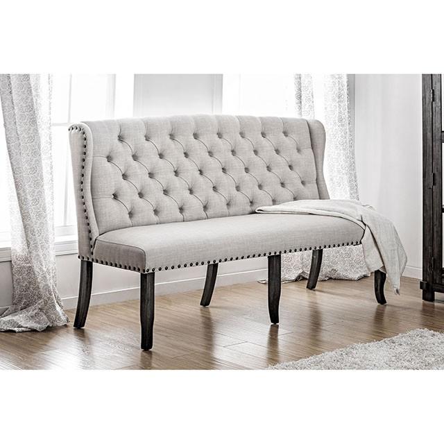 SANIA 3-Seater Loveseat Bench, Ivory - Furniture Home Store (Hanford, CA)