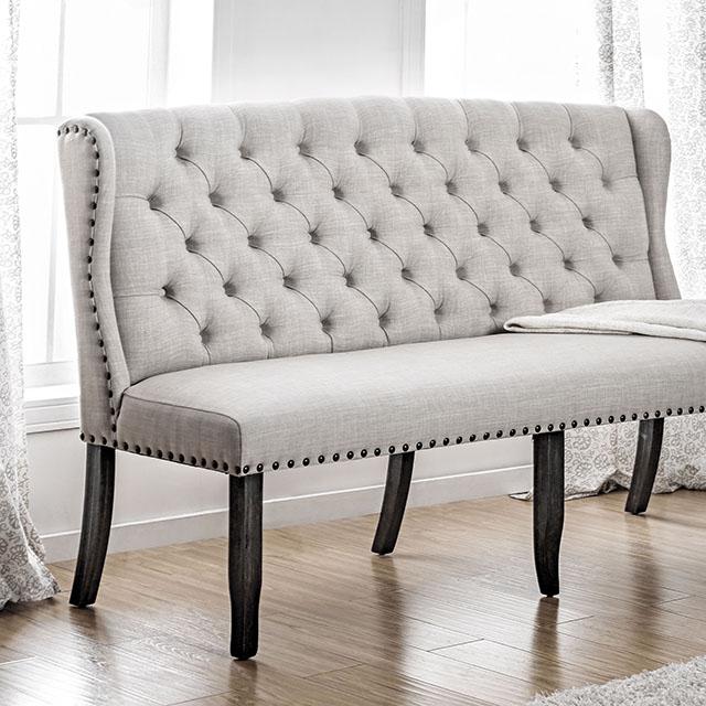 SANIA 3-Seater Loveseat Bench, Ivory - Furniture Home Store (Hanford, CA)