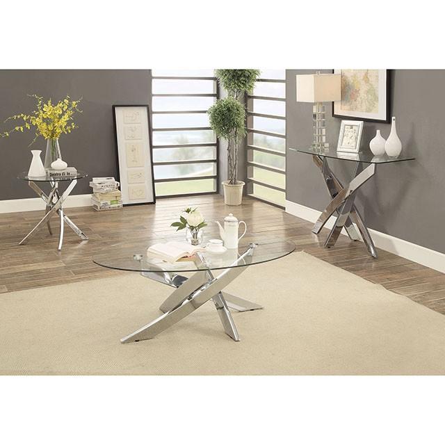 LAILA Chrome Sofa Table - Furniture Home Store (Hanford, CA)