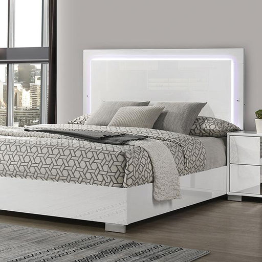 Sinistra E.King & Queen Bed White, Black & Beige - Furniture Home Store (Hanford, CA)
