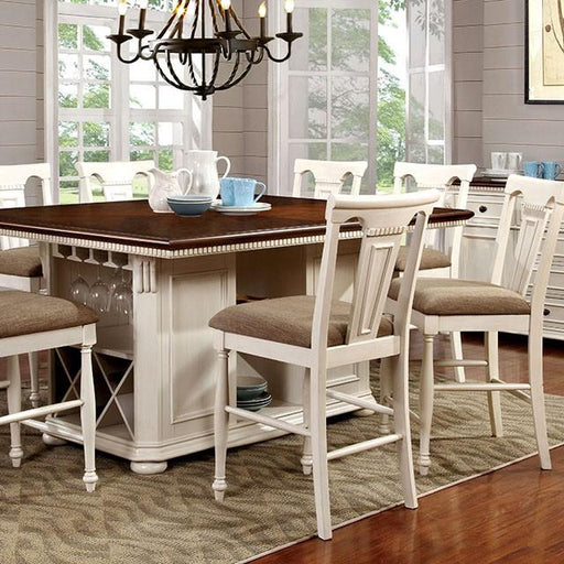 SABRINA Off White/Cherry Counter Ht. Table, Cherry & White - Furniture Home Store (Hanford, CA)