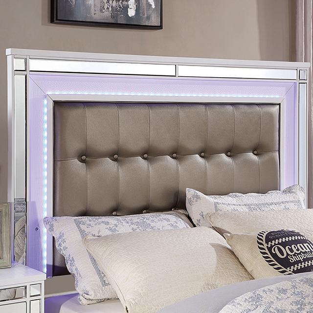 Brachium Bed White & Silver - Furniture Home Store (Hanford, CA)
