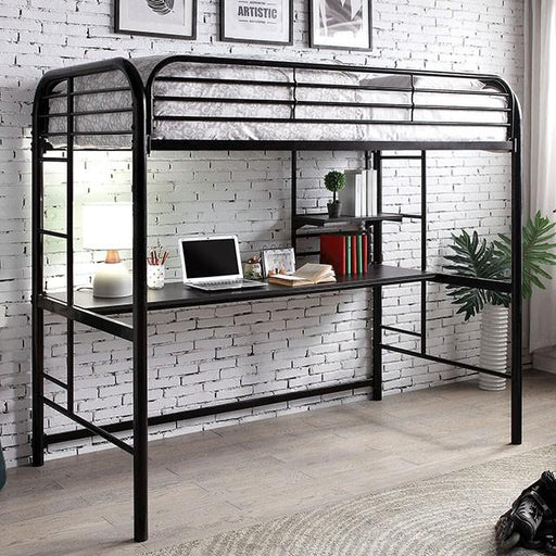 Opal Iii Black & Silver Twin Loft Bed - Furniture Home Store (Hanford, CA)