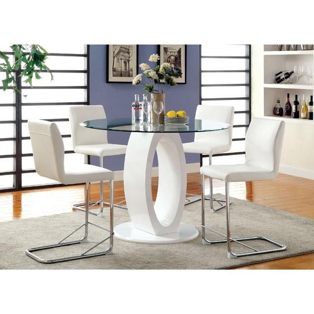 LODIA II White Round Counter Ht. Table - Furniture Home Store (Hanford, CA)