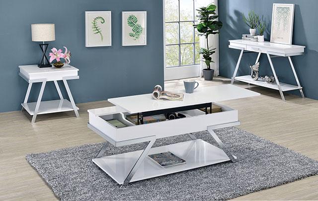 TITUS Sofa Table, White/Chrome - Furniture Home Store (Hanford, CA)