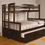 University I Dark Walnut Twin/Full Bunk Bed + Trundle - Furniture Home Store (Hanford, CA)