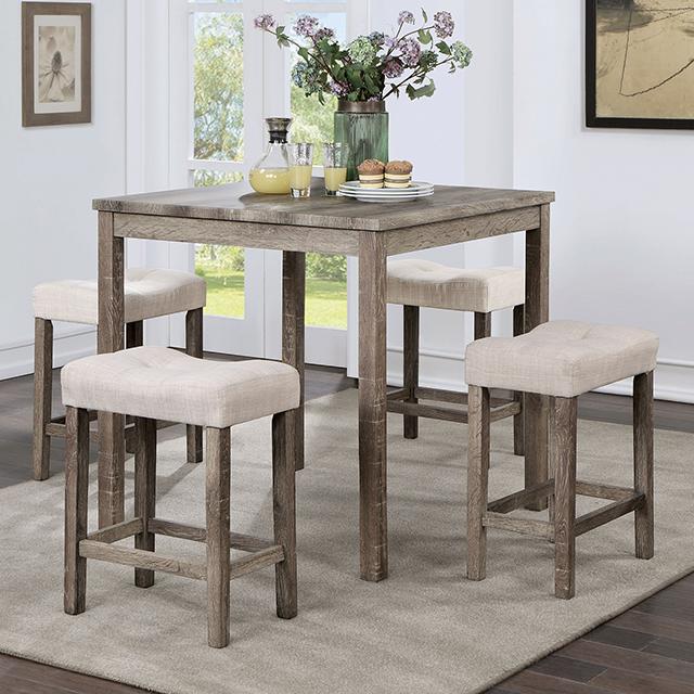 TORREON 5 Pc. Counter Ht. Table Set, Light Gray/Beige - Furniture Home Store (Hanford, CA)