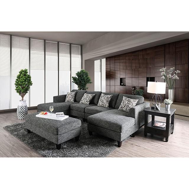 Lowry Gray Sectional w/ Ottoman - Furniture Home Store (Hanford, CA)