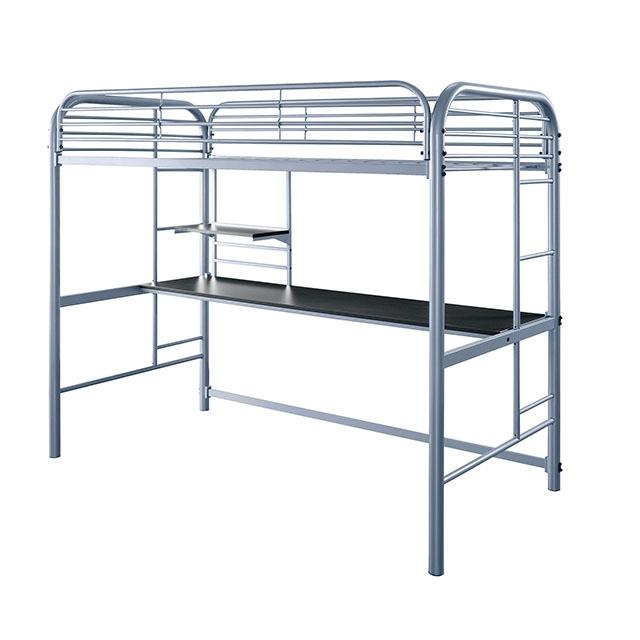 Opal Iii Black & Silver Twin Loft Bed - Furniture Home Store (Hanford, CA)