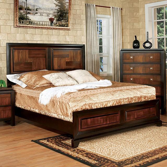 Patra Acacia/Walnut Queen Bed - Furniture Home Store (Hanford, CA)