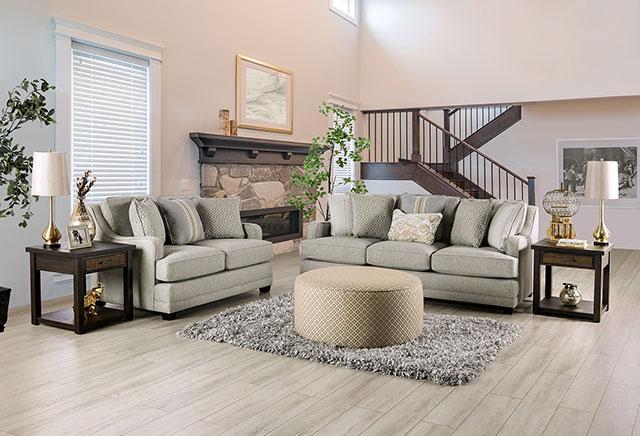 STEPHNEY Ottoman, Gray/Gold - Furniture Home Store (Hanford, CA)
