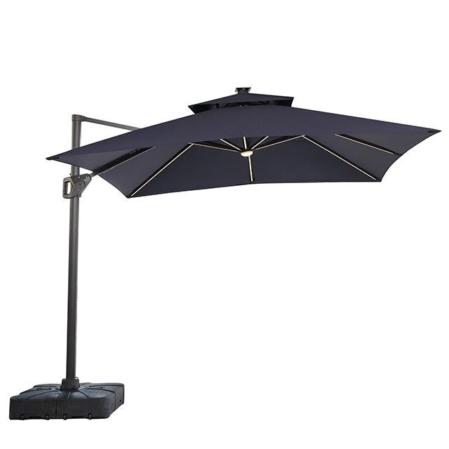 Sano 10 Ft Square Umbrella w/ Double Top w/ LED Light + 37" Large Base