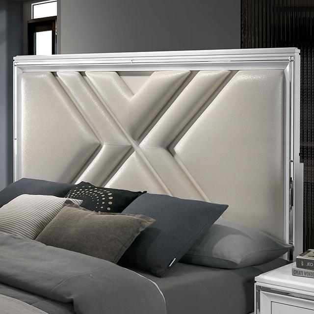 Emmeline Bed Silver & White - Furniture Home Store (Hanford, CA)