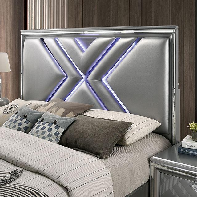 Emmeline Bed Silver & White - Furniture Home Store (Hanford, CA)
