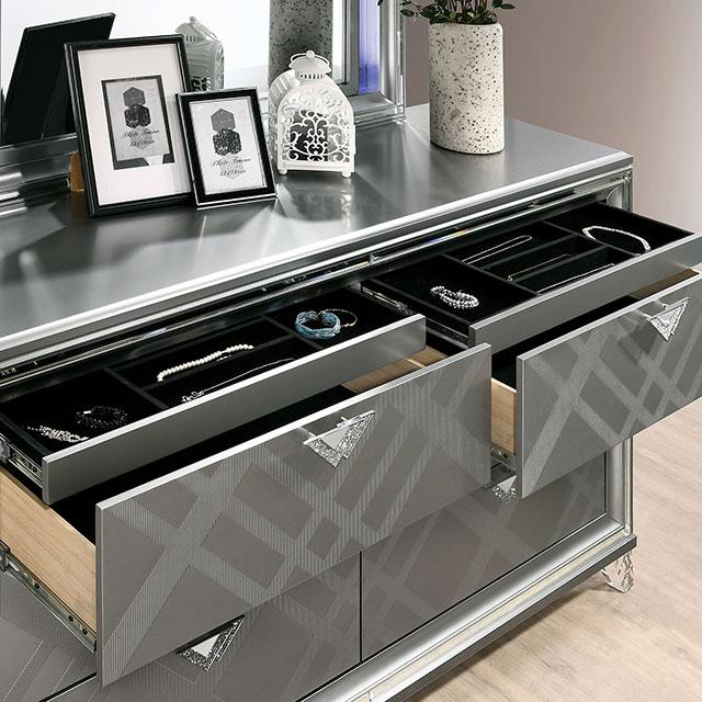 Emmeline Bed Silver & White - Furniture Home Store (Hanford, CA)