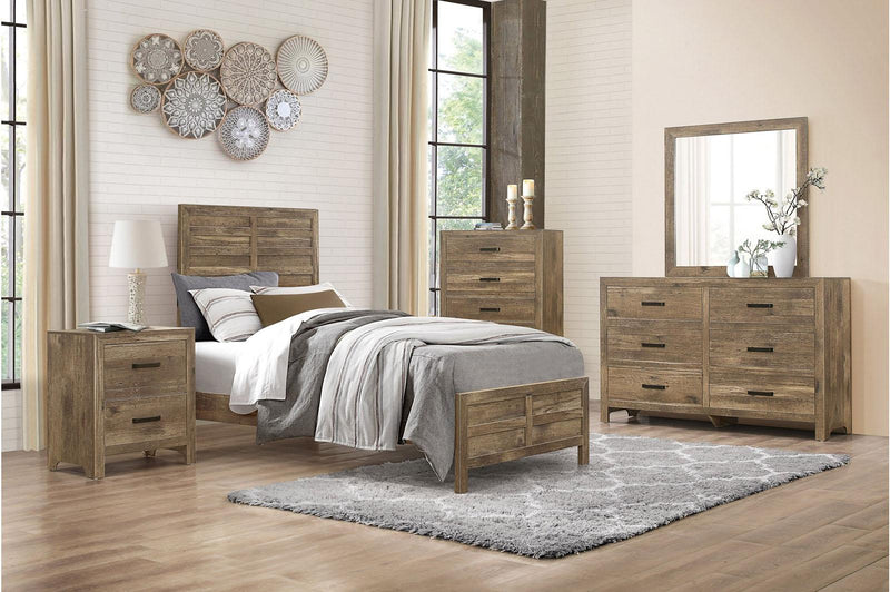 Mandan Twin Panel Bed in Weathered Pine 1910T-1 - Furniture Home Store (Hanford, CA)