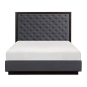 Larchmont Queen Upholstered Platform Bed in Charcoal 5424-1 - Furniture Home Store (Hanford, CA)