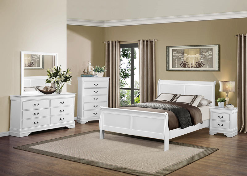 Mayville Queen Sleigh Bed in White 2147W-1 - Furniture Home Store (Hanford, CA)
