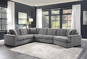 Logansport Left Side 2-Seater with Pull-out Ottoman and 1 Pillow in Gray 9401GRY-2L - Furniture Home Store (Hanford, CA)
