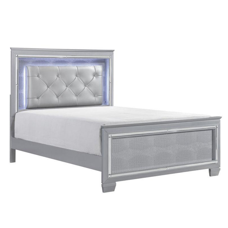 Allura Queen Panel Bed in Silver 1916-1 - Furniture Home Store (Hanford, CA)