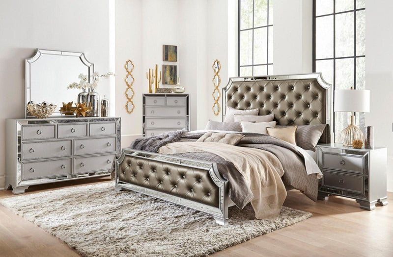 Avondale Queen Upholstered Panel Bed in Silver 1646-1 - Furniture Home Store (Hanford, CA)