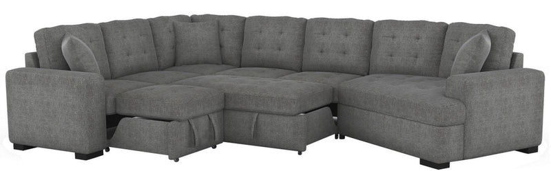 Logansport Left Side 2-Seater with Pull-out Ottoman and 1 Pillow in Gray 9401GRY-2L - Furniture Home Store (Hanford, CA)