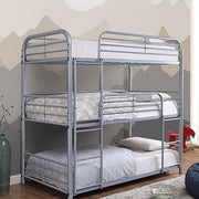 Opal Ii Silver Twin Triple Decker Bed - Furniture Home Store (Hanford, CA)