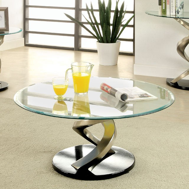 NOVA Satin Plated/Black Coffee Table - Furniture Home Store (Hanford, CA)