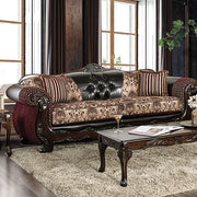Quirino Burgundy/Dark Brown Sofa - Furniture Home Store (Hanford, CA)